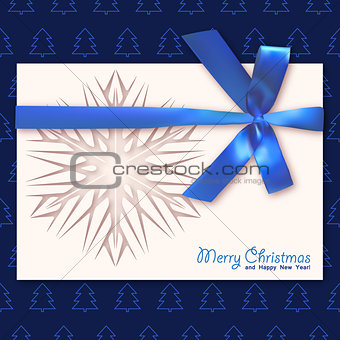 Christmas card with a blue bow