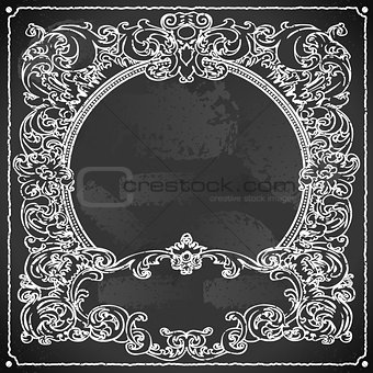 Floral Frame 02 Vintage Blackboard 2D