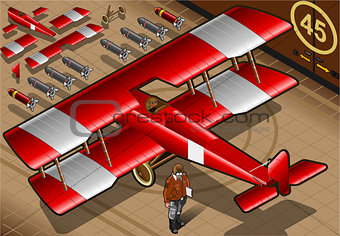 Red Biplane 02 Vehicle Isometric