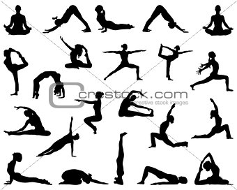 silhouettes of yoga