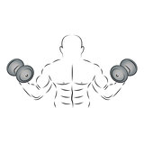 Athlete with two dumbbells, vector illustration.