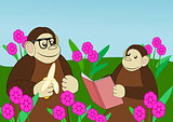 Apes  in Flower Garden