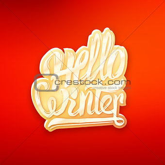 Hello winter text lettering for greeting card