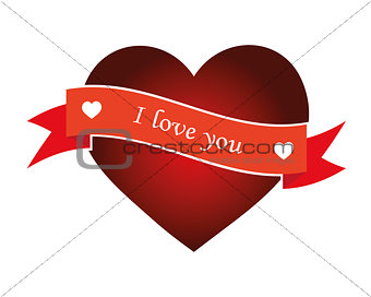 Heart with ribbon isolated object vector