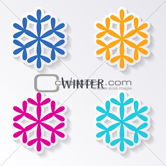 Colorful vector snowflake labels