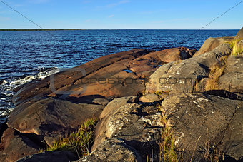 Rocky shore of the White sea. Karelia, Russia
