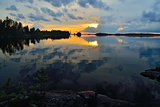 Romantic sunset. Pongoma lake, Karelia, Russia