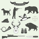 Set of vintage labels on hunting