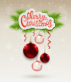 Christmas background with red baubles