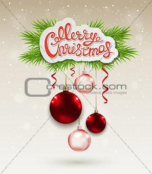 Christmas background with red baubles
