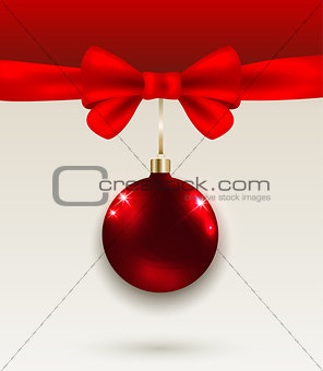 Christmas background with red bow