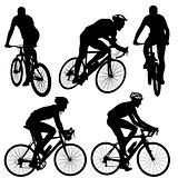Set silhouette of a cyclist male.  vector illustration.