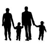 Black silhouettes Family on white background. Vector illustratio