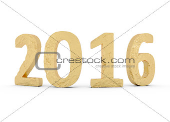 New Year Gold 2016 isolated on white