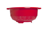 Red empty colander isolated 
