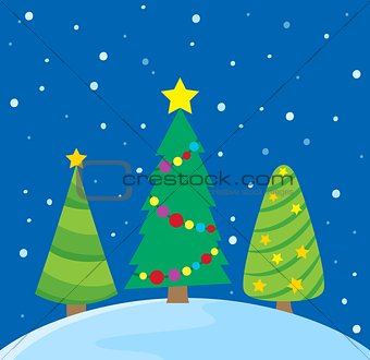 Stylized Christmas trees theme image 1