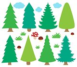 Stylized coniferous trees collection 1