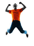 man jumping happy silhouette isolated