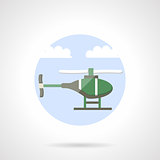 Green helicopter flat color vector icon