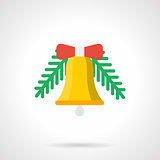 Yellow Christmas bell flat color vector icon