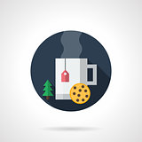 Christmas tea round flat color vector icon