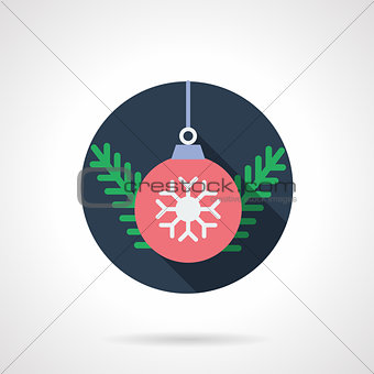 Red Xmas ball round flat vector icon