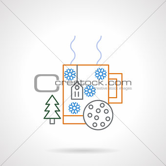 Christmas drink flat color line vector icon