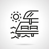 Chaise-lounges on pier black line vector icon