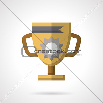 Trophy cup flat color vector icon