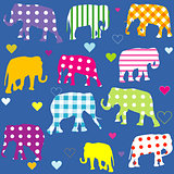 Patterned elephants, background for kids