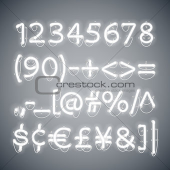 White Glowing Neon Numbers