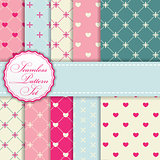 Romantic Seamless Pattern Background Set Vector Illustration