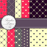 Romantic Seamless Pattern Background Set Vector Illustration