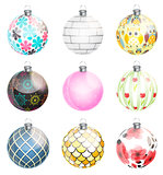 New Year and Christmas Balls Set Vector Illustration