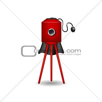 Vintage camera in red design with shadow