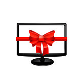 Tv with red bow. Vrctor