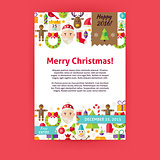 Merry Christmas Holiday Vector Invitation Template Flyer