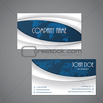 Blue scribbled map business card template
