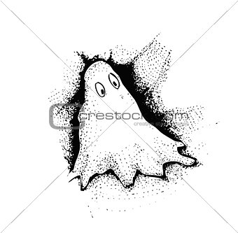 drawing of cute ghost. Vector. isolated.