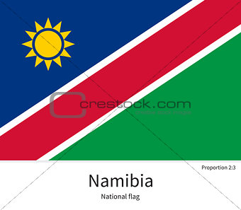 National flag of Namibia with correct proportions, element, colors