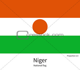 National flag of Niger with correct proportions, element, colors