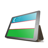 Tablet with Uzbekistan flag