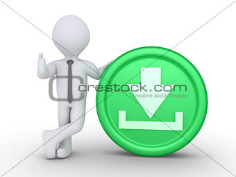 Businessman with download button