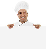 Chef holding a blank sign