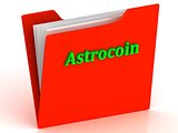 Astrocoin- bright green letters on a gold folder 