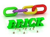 BRICK- inscription of bright letters and color chain 