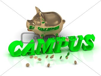 CAMPUS- inscription of bright green letters and gold 