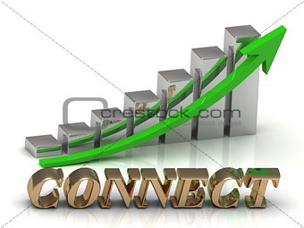 CONNECT- inscription of gold letters and Graphic growth 