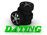 DATING- bright letters and rims mashine black wheels 