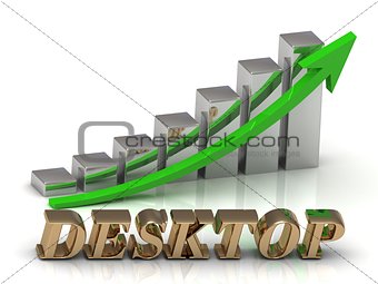 DESKTOP- inscription of gold letters and Graphic growth 